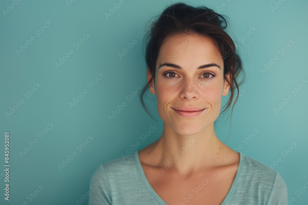 A close up portrait of a woman with a subtle smile A close up portrait of a woman with a subtle smile