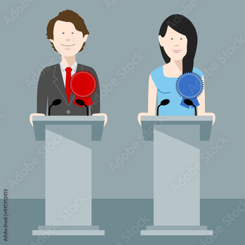 political candidates on rostrum
