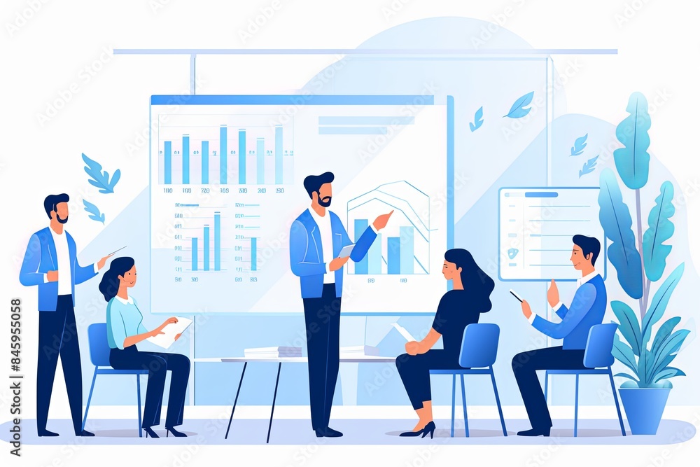 flat vector style illustration, a diverse group of people talking and collaborating flat vector style illustration, a diverse group of people talking and collaborating