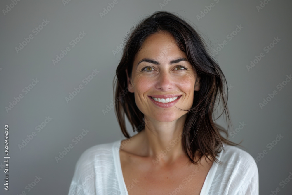 Obraz premium A close up portrait of a woman with a subtle smile