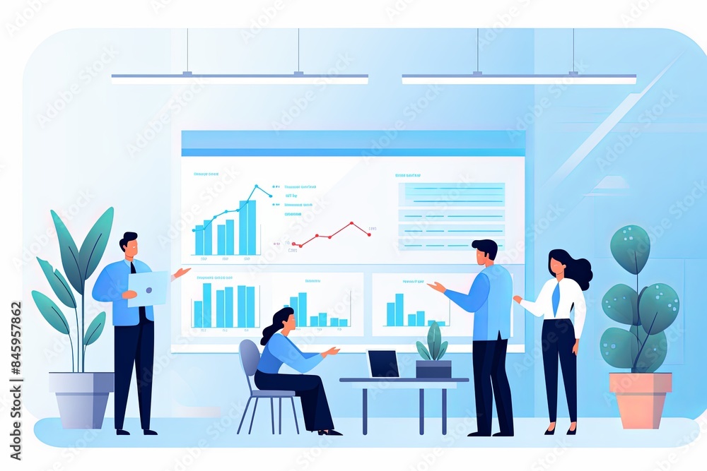flat vector style illustration, a diverse group of people talking and collaborating flat vector style illustration, a diverse group of people talking and collaborating