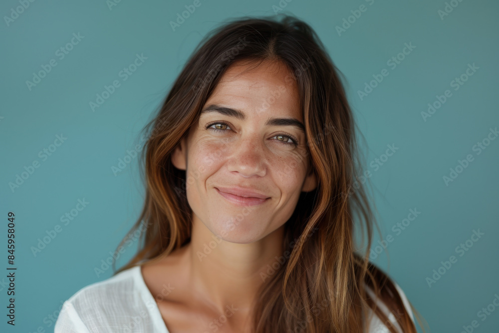Fototapeta premium A close up portrait of a woman with a subtle smile