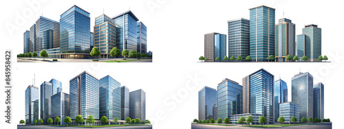 Modern skyscraper buildings on transparent background photo