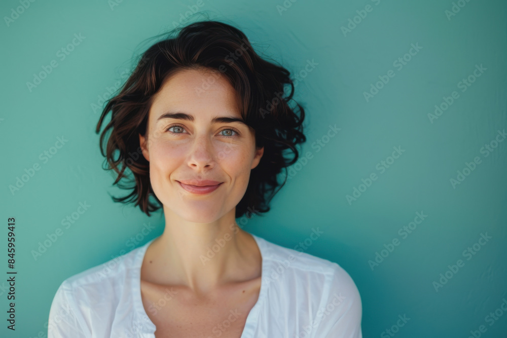 Fototapeta premium A close up portrait of a woman with a subtle smile