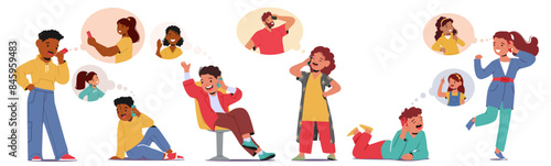 Diverse Group Of Kids Friends Engaged In Phone Conversations, Sharing Laughter And Joy, Cartoon Vector Illustration