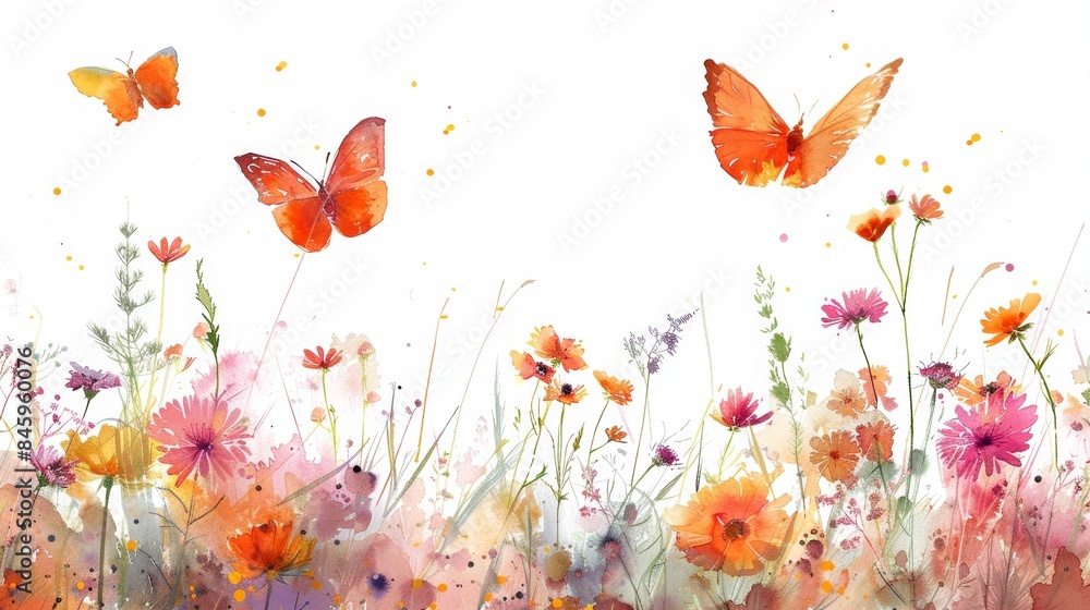 Vibrant Butterfly in a Whimsical Meadow Scene Generative AI Vibrant Butterfly in a Whimsical Meadow Scene Generative AI