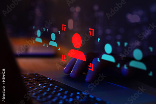 Quadro em tela fake identity, suspicious dangerous user hacker, cyber crime