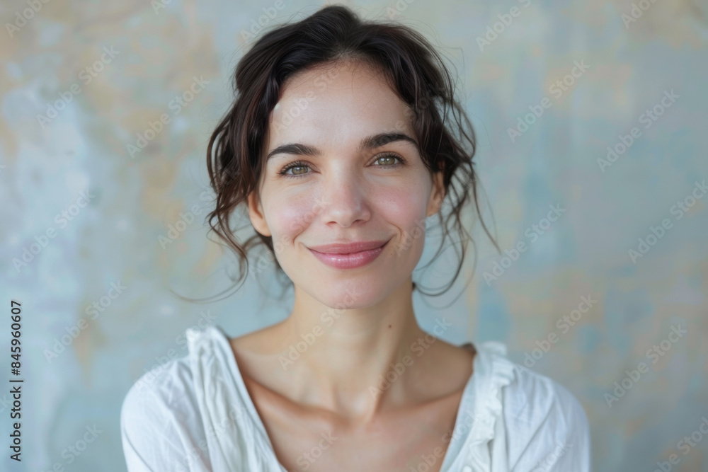 Fototapeta premium A close up portrait of a woman with a subtle smile