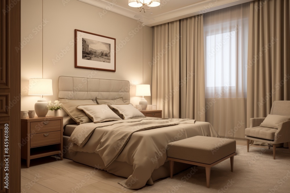Cozy Beige Guest Room Interior Design Inspiration Generative AI Cozy Beige Guest Room Interior Design Inspiration Generative AI