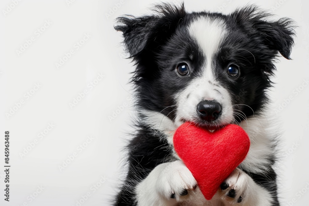 Adorable Puppy Holding Heart for St. Valentine's Day Generative AI Adorable Puppy Holding Heart for St. Valentine's Day Generative AI