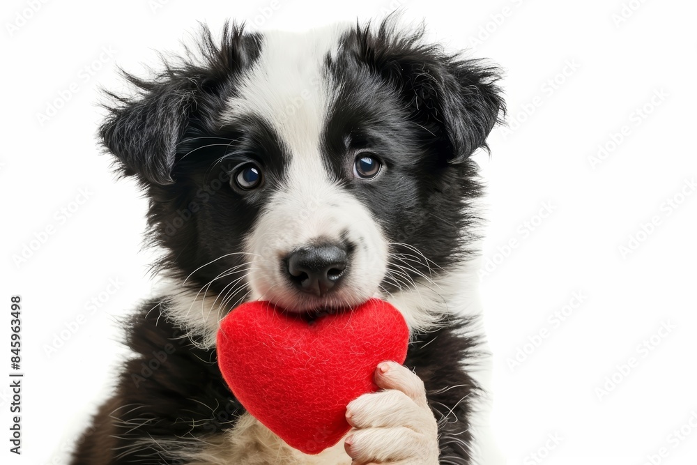 Adorable Puppy Holding Heart for St. Valentine's Day Generative AI Adorable Puppy Holding Heart for St. Valentine's Day Generative AI