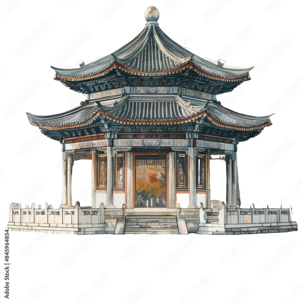 Traditional Asian Pagoda in a Scenic Setting Traditional Asian Pagoda in a Scenic Setting