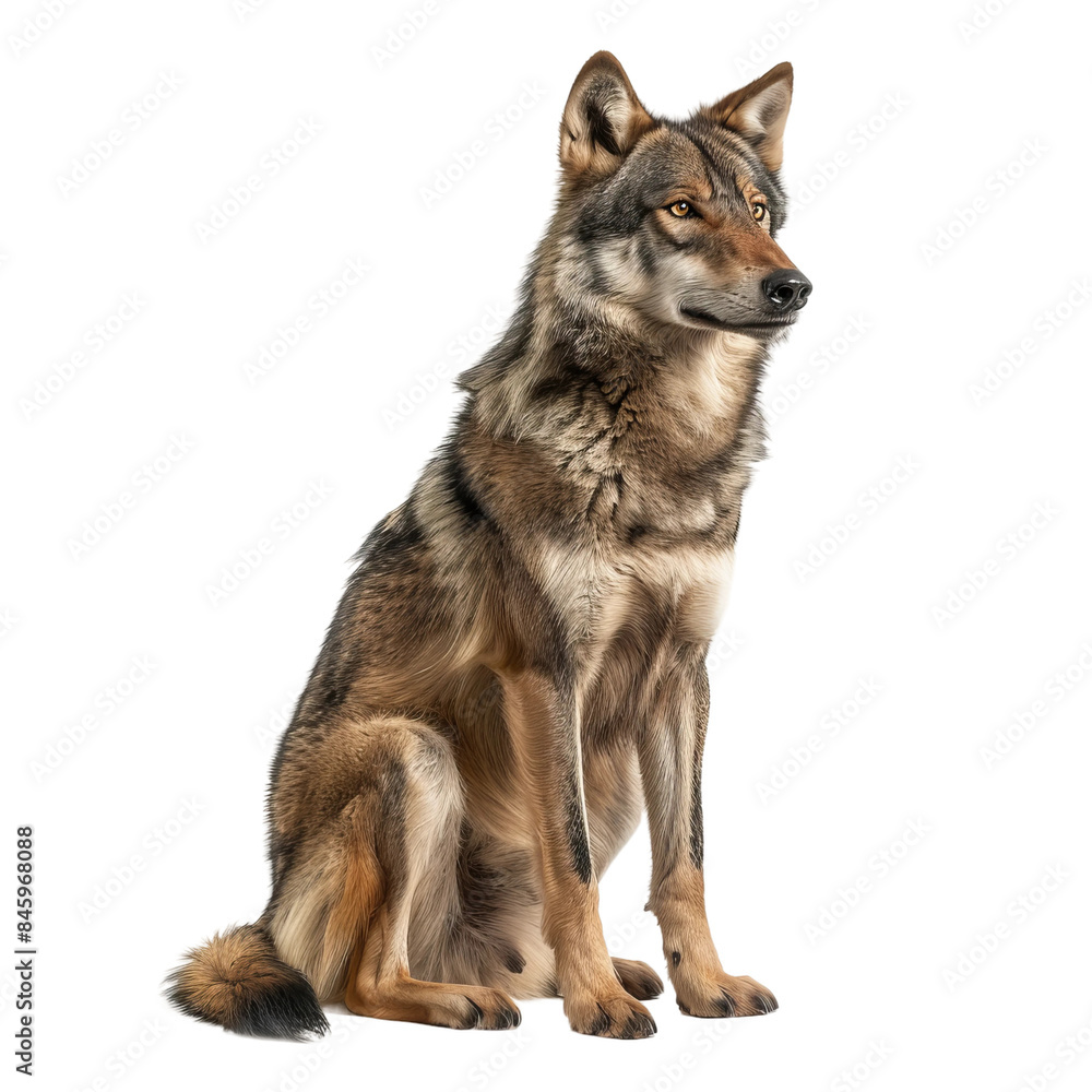 Sitting wolf isolated on white, PNG Sitting wolf isolated on white, PNG