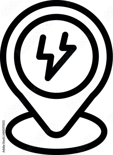 Black outline icon representing the location of an electric vehicle charging station