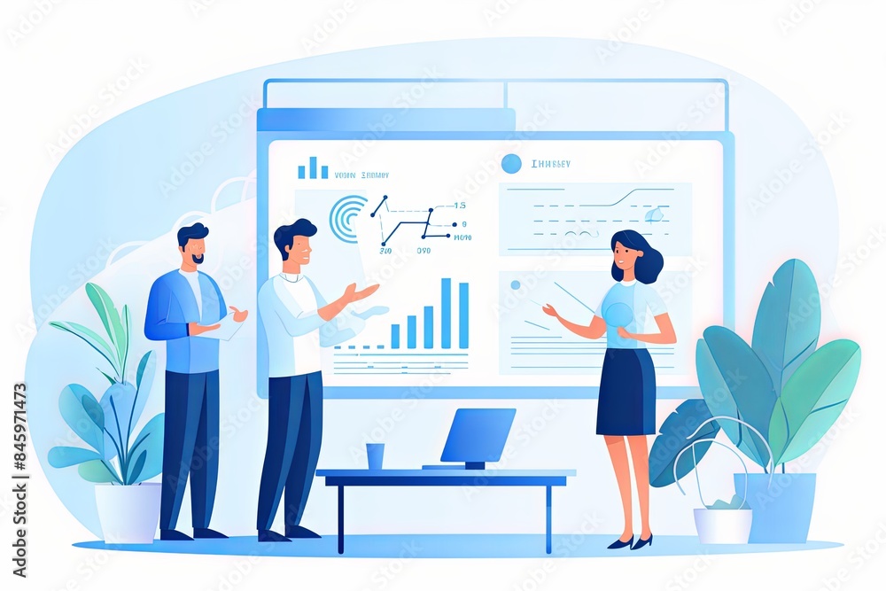 flat vector style illustration, a diverse group of people talking and collaborating flat vector style illustration, a diverse group of people talking and collaborating