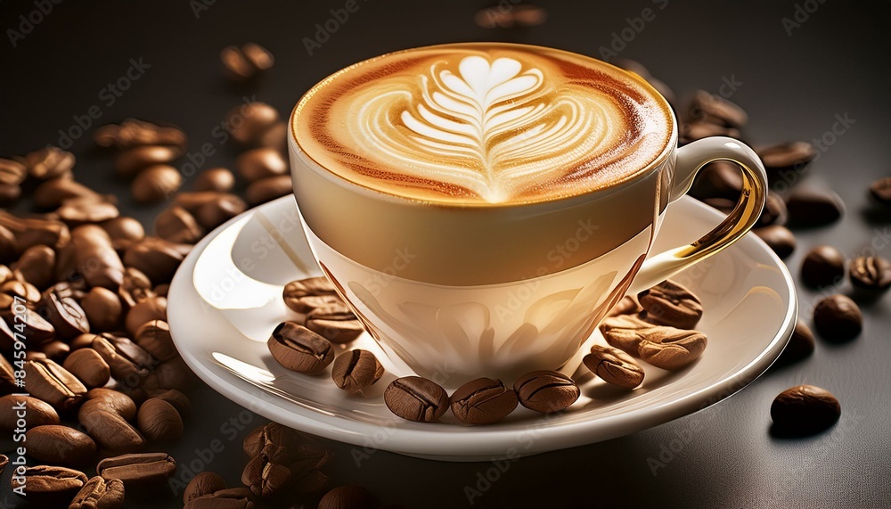 Fototapeta premium cup of coffee with beans