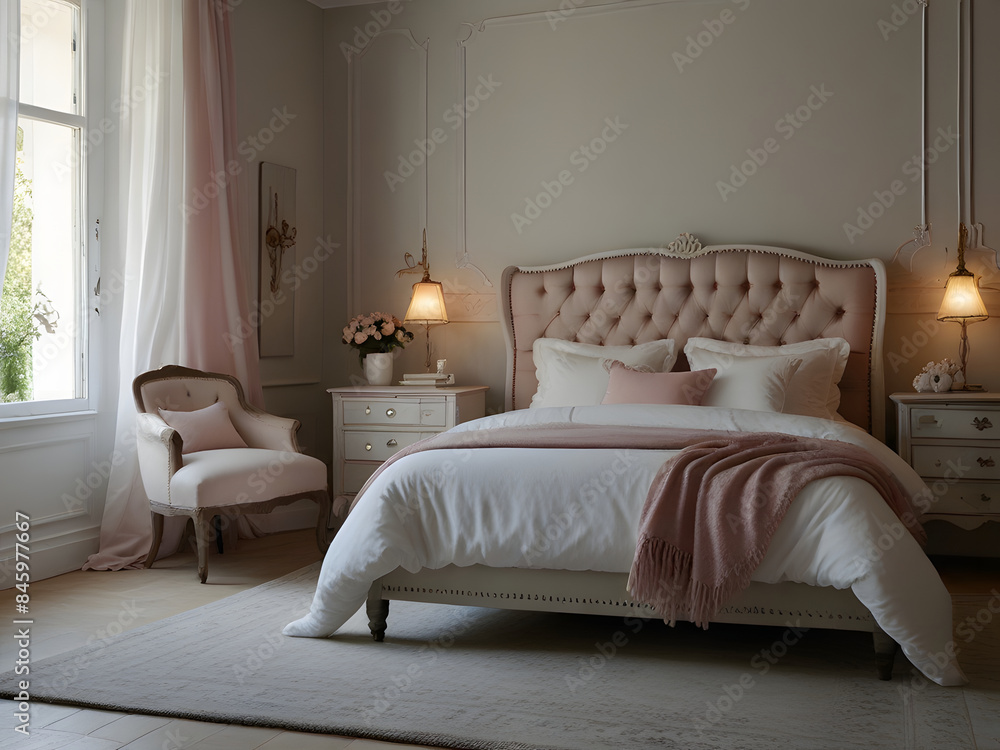 Fototapeta premium 3D interior design of modern luxury bedroom room