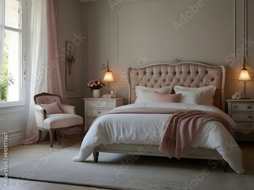 3D interior design of modern luxury bedroom room