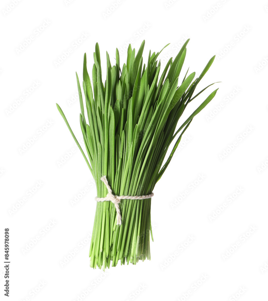Bunch of fresh wheat grass sprouts isolated on white Bunch of fresh wheat grass sprouts isolated on white