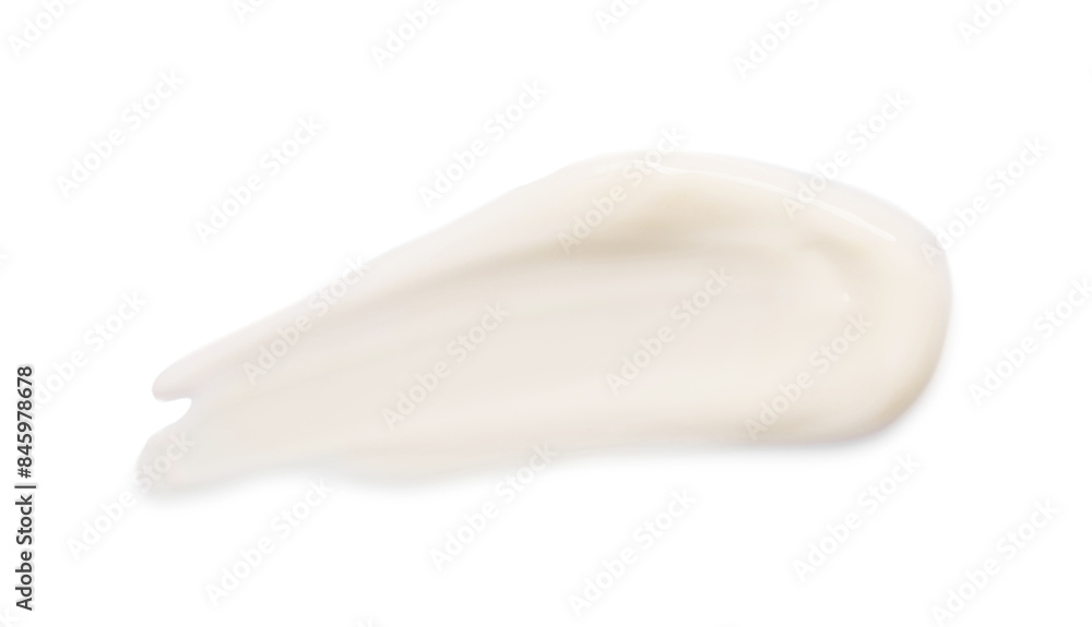 Sample of face cream on white background, top view Sample of face cream on white background, top view