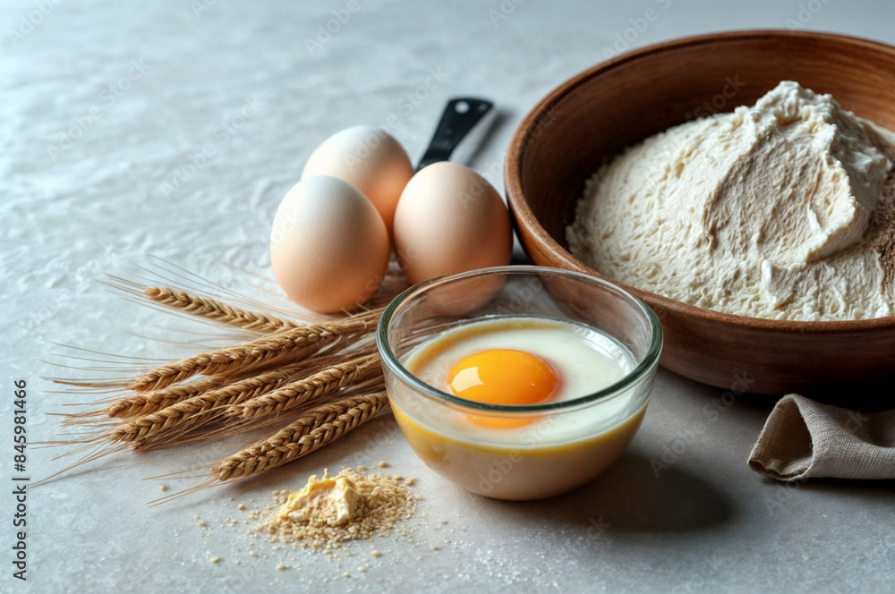 flour and eggs on the table flour and eggs on the table
