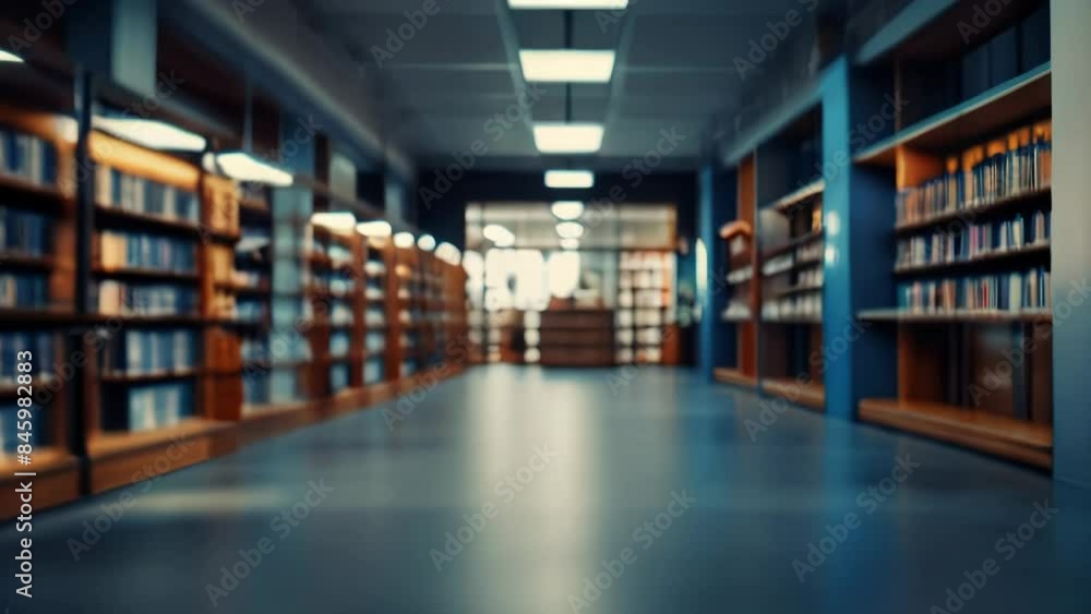 A serene library aisle flanked with wooden bookshelves. Rows of neatly arranged books fill the shelves, a quiet and studious atmosphere A serene library aisle flanked with wooden bookshelves. Rows of neatly arranged books fill the shelves, a quiet and studious atmosphere