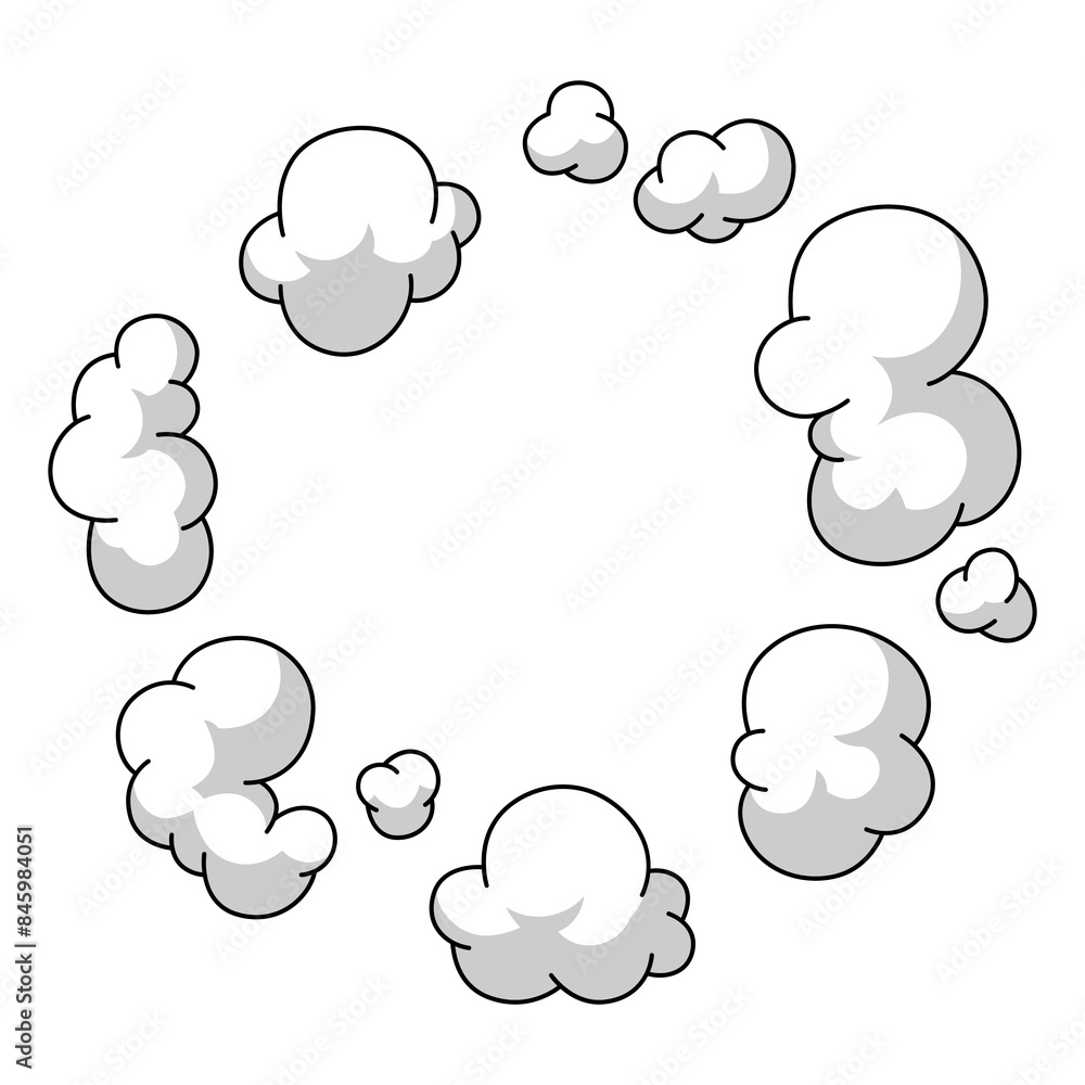 Obraz premium Cartoon illustration of smoke. Comic image of steam, cloud or fog.
