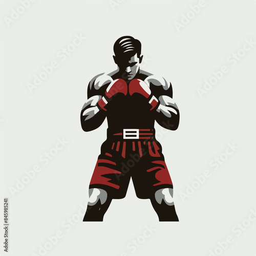 minimalistic logo of boxing fighter man, vector isolated icon