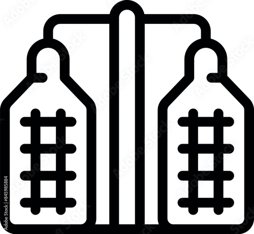 Line art icon of a bioreactor with two tanks connected with pipes, used for producing biofuel photo