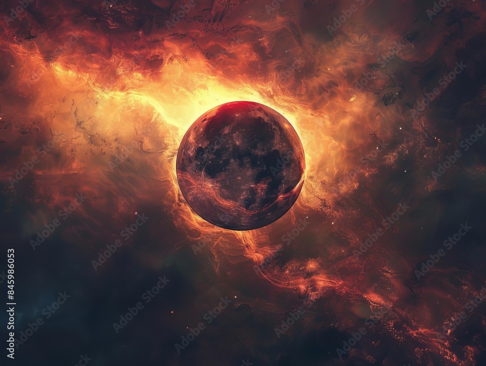 Celestial eclipse with dramatic lighting, deep space, vibrant colors, digital art Celestial eclipse with dramatic lighting, deep space, vibrant colors, digital art
