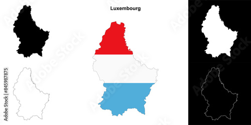 Luxembourg blank outline map set