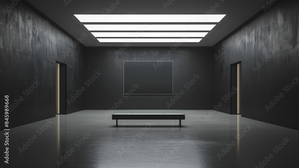Empty Museum with Black and Simple Background Empty Museum with Black and Simple Background