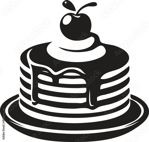High-Quality Pancake Silhouette clipart Illustration for Food Graphics, Printable Art, Isolated Vector