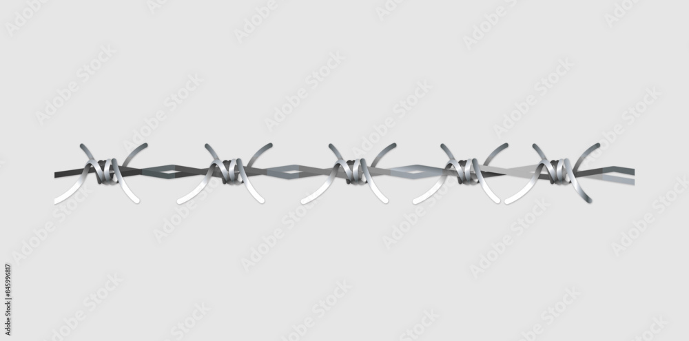 Horizontal Realistic Metal Steel Barbed Wire Element Vector Illustration. Horizontal Realistic Metal Steel Barbed Wire Element Vector Illustration.