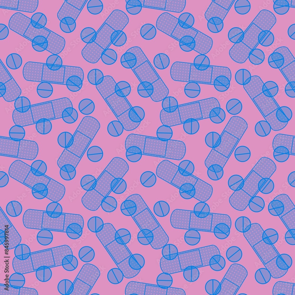 Medicine tape seamless pattern for wrapping paper and fabrics and linens Medicine tape seamless pattern for wrapping paper and fabrics and linens