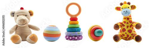 Bundle of Joy - Set of 3 Baby Sensory Toys Including Soft Doll, Interactive Sound Book, and Sensory Ball on White Background