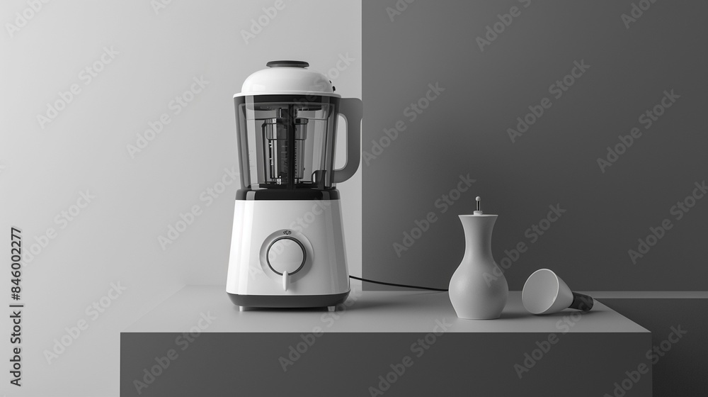 Simple blender Front view of 3D mixing station rendered in black and white. Simple blender Front view of 3D mixing station rendered in black and white.
