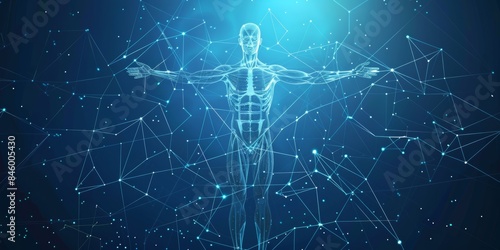 Human body hologram with digital network © David