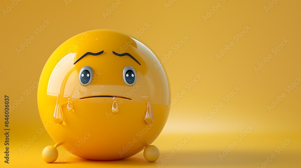 Face with tears of joy emoji character with arms and legs