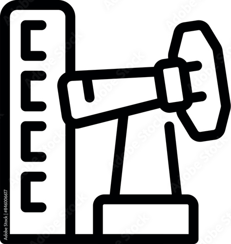 Line art icon depicting an oil pump jack extracting crude oil from the ground