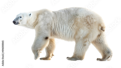 White polar bear isolated on a transparent background, PNG, Ai