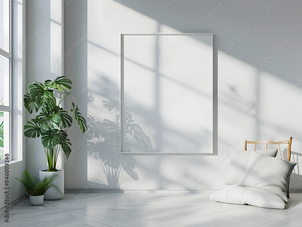Interior room blank white Gallery wall mockup Interior room blank white Gallery wall mockup