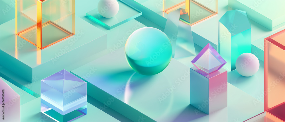 Transparencias y Formas: Arte Abstracto en Vidrio Geométrico 3D Transparencias y Formas: Arte Abstracto en Vidrio Geométrico 3D