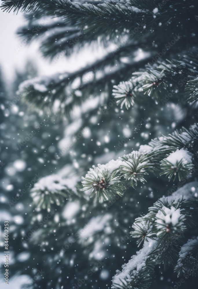 Snow Fell on the Pine Trees for Winter Background Snow Fell on the Pine Trees for Winter Background