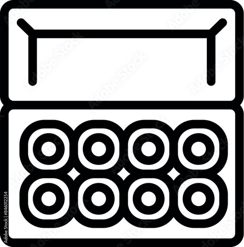 Open plastic container with eight contact lenses for correcting myopia or hyperopia, isolated on white background