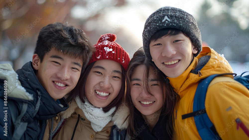 group of asian teenage. generative ai group of asian teenage. generative ai
