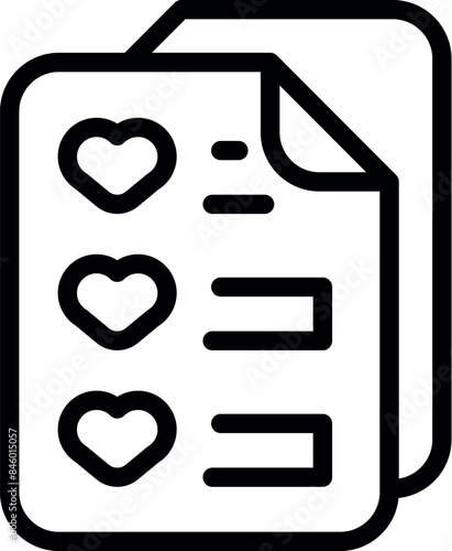 Line art icon of a wish list, representing the concept of desiring items or experiences