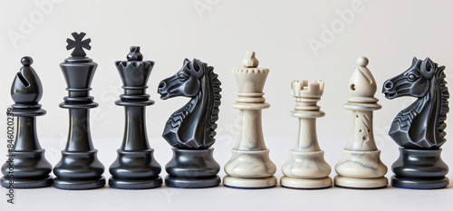 Pezzi degli scacchi su sfondo bianco. photo