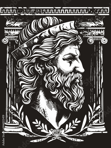 Sketch of the face of the ancient Greek god Hephaestus