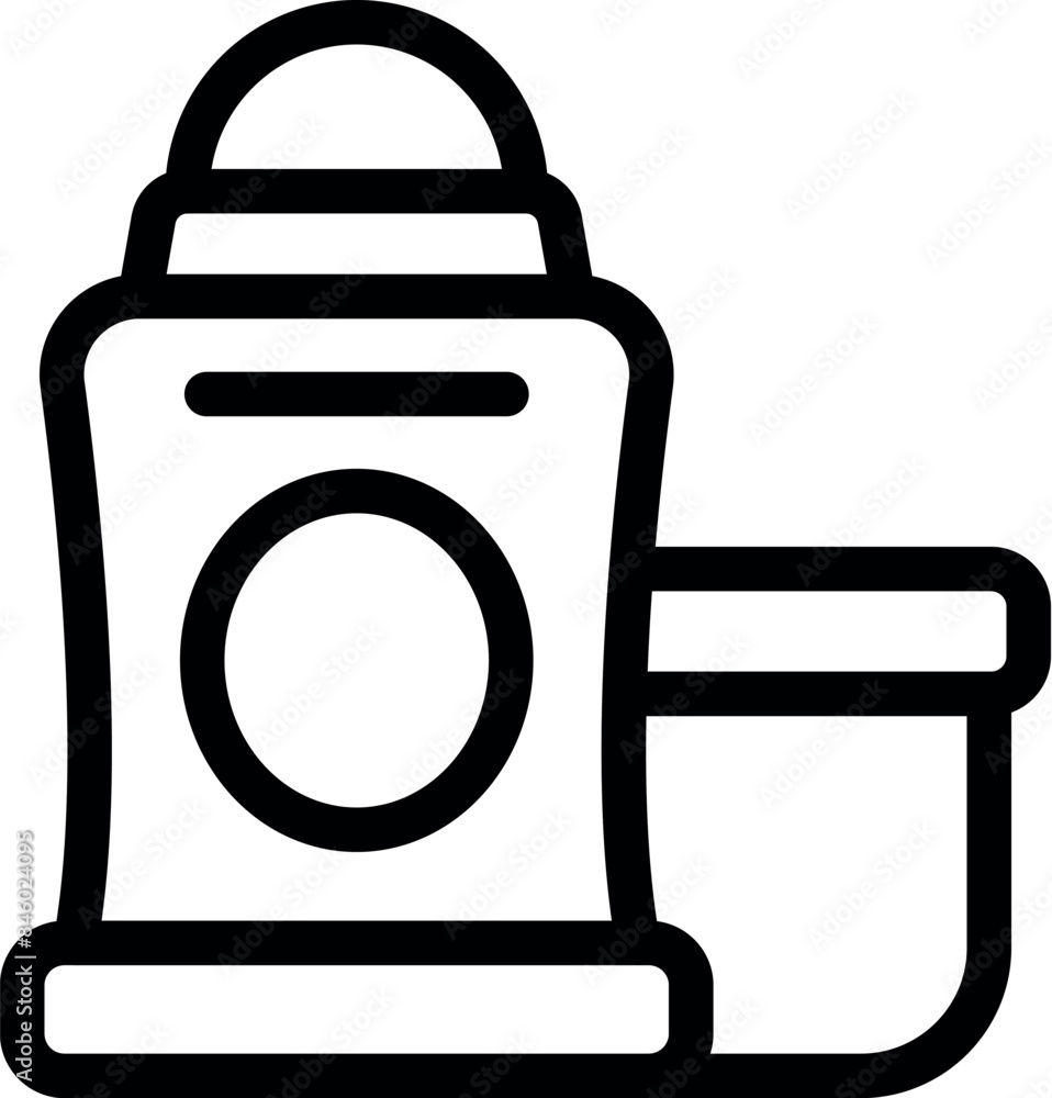 Simple line icon of a solid deodorant stick with its cap off, ready for use Simple line icon of a solid deodorant stick with its cap off, ready for use
